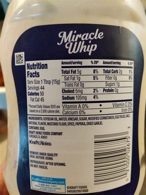 Calories in Kraft Miracle Whip Dressing and Nutrition。